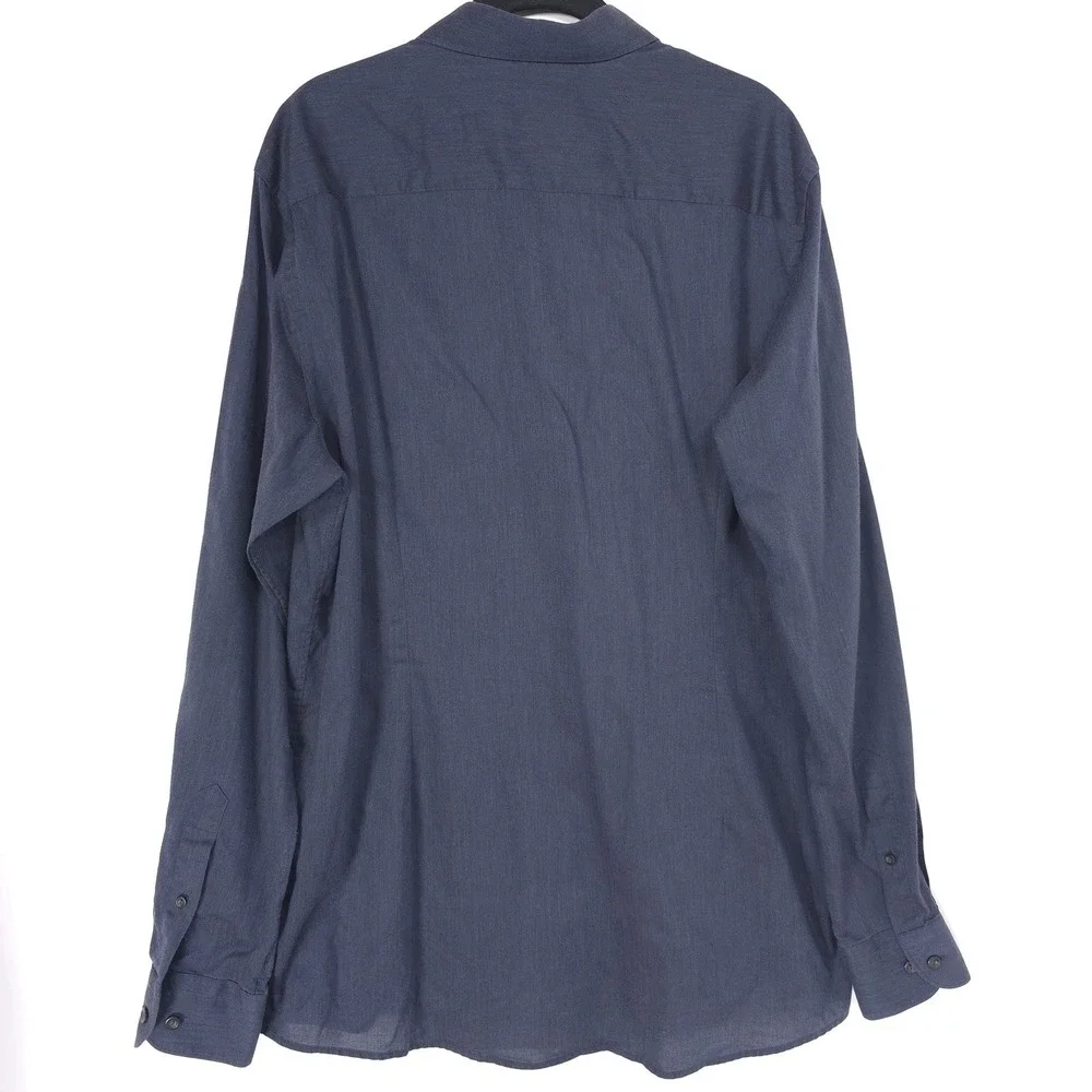 ETON Contemporary Sweden Mens Shirt 17.5 XL Navy Herringbone Cotton Romania EU44